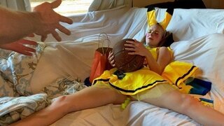 Stepfather punished spoiled stepdaughter in the ass on the bed
