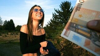 Hot babe sucks strangers dick for extra money in public