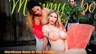 Mature girlfriends drag a guy into the bedroom, wanting to have a threesome