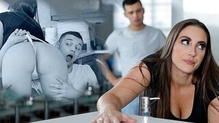 A gorgeous stepmom with natural breasts gave her stepson a taste of her pussy