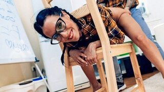 The artist fucked a student with glasses instead of a class