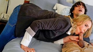 Mature blonde stepmom divorced stepson for anal sex with an ending in the ass