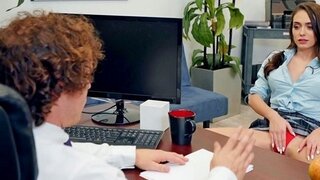 So that the boss does not fuck the lawyer gives him a deep blowjob and gives it on the table