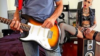 Bald rocker in tattoos moans like a bitch from a neighbor's thick cock