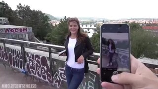 Czech Streets - Sexy brunette sucks cock and fucks outdoor