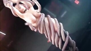 A monster with tentacles fucks a girl in all holes [xxx cartoons, anime, hentai, uncensored]